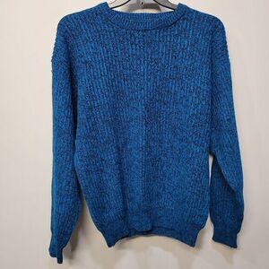 Vintage 80s Saturdays Sweater Unisex Large Blue Speckle Kurt Cobain Grunge Chunk